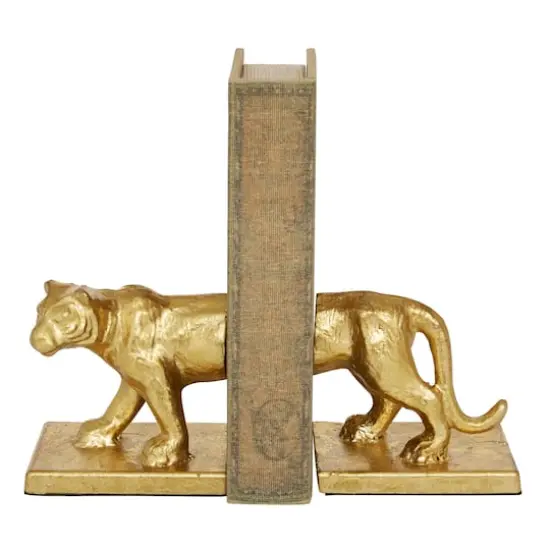 5" Gold Iron Cougar Glam Bookends {1}