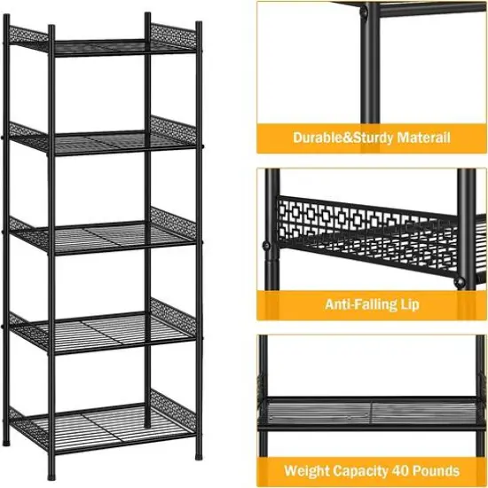 NEX&trade; 57" Black 5-Tier Wire Storage Organizer {4}