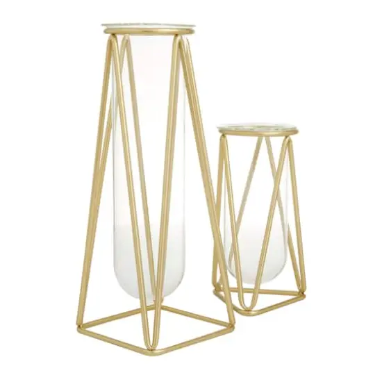 CosmoLiving by Cosmopolitan 9" Gold Modern Iron Vase Set {4}