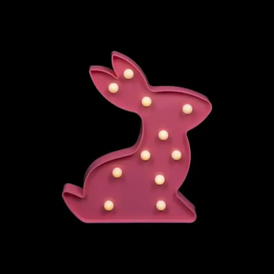 9.5" LED Lighted Pink Easter Bunny Marquee Wall Sign {4}
