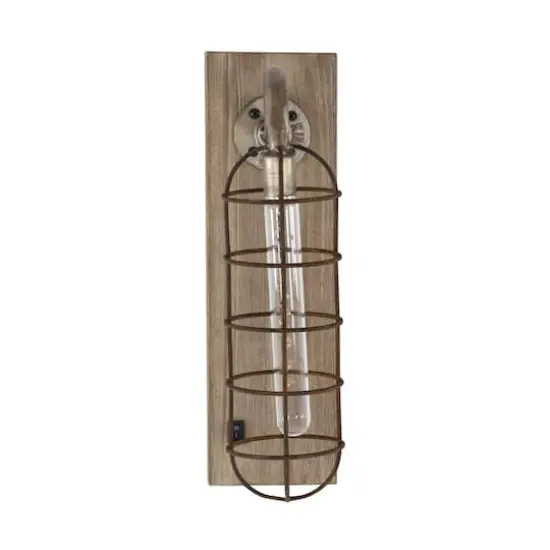 15" Brown Iron Industrial LED Wall Sconce {5}