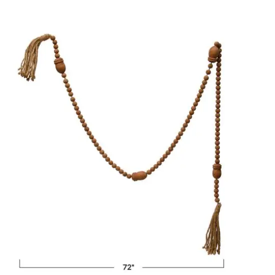 Hello Honey&reg; 6ft. Wood Beads & Acorns with Jute Tassels Garland {5}