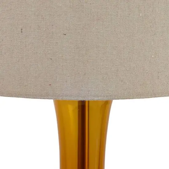 Hello Honey&reg; 26.5" Amber Mid Century Glass Table Lamp with Fabric Shade {8}