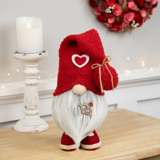 19.5" Valentine's Day Gnome Figurine with Bow & Arrow {3}