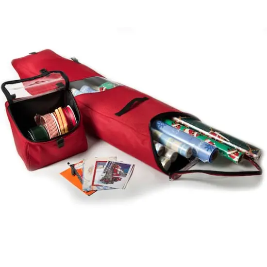 Santa's Bag Over The Door Hanging Wrapping Paper Storage Container {1}