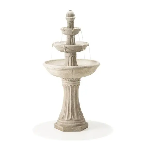 Glitzhome&reg; 45" 3-Tier Ceramic Outdoor Fountain Sand Beige Terrazzo {1}