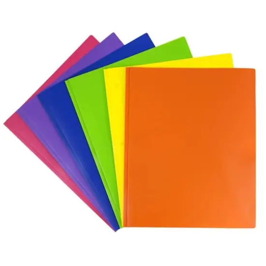JAM Paper 9.5" x 11.5" Assorted Plastic 2 Pocket School POP Folders with Clasps, 6ct. {4}