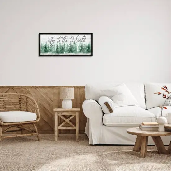 Stupell Industries Joy to the World Pine Trees Framed Giclee Art Black {3}
