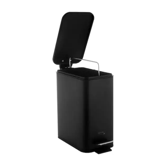 Simplify Black 5L Slim Rectangular Pedal Trash Bin with Soft Close Lid {3}