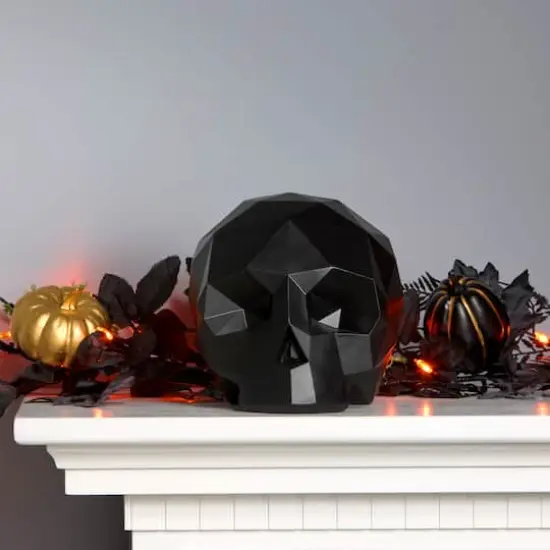 6" Black Origami Skull Tabletop Figurine {3}