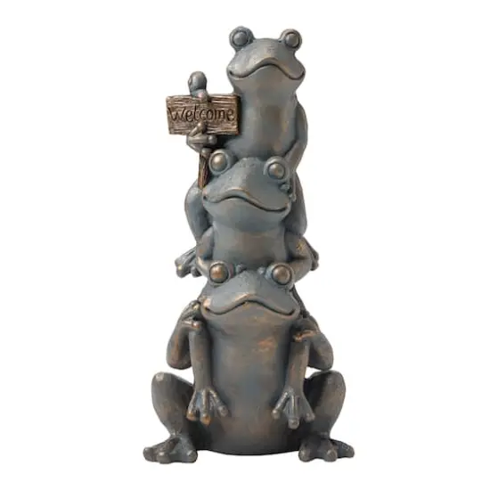 Glitzhome&reg; 28" Bronze Stacked Frog Statue {1}