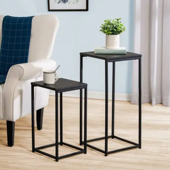 Honey Can Do Square Black Side Tables Set {4}