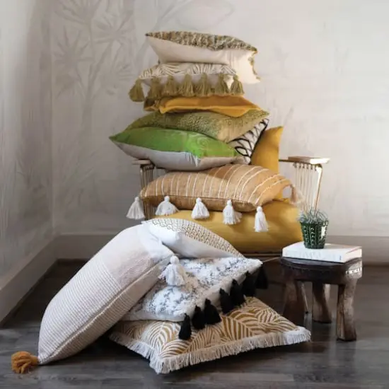 Hello Honey&reg; Black & Cream Tufted Pillow with Tassels {3}