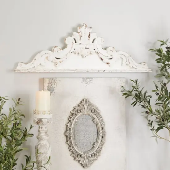White Wood French Country Carved Wall Decor 14" x 39" x 3" {8}