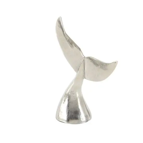 Silver Aluminum Coastal Whale Fluke Sculpture Set {7}