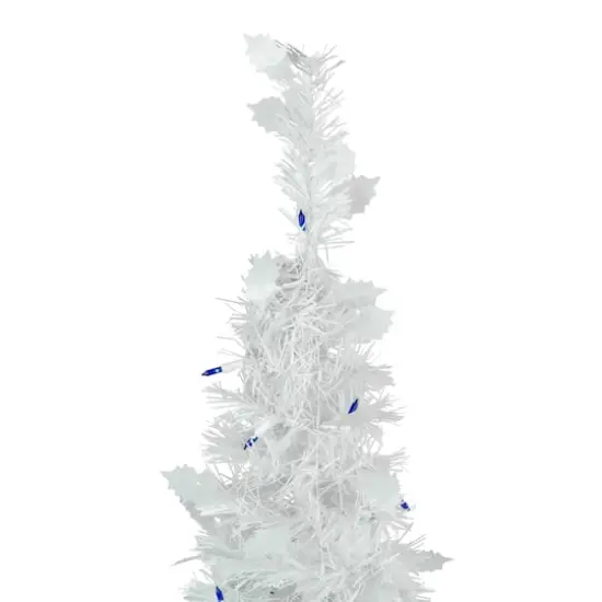4ft. Pre-Lit White Tinsel Pop-Up Artificial Christmas Tree, Blue Lights {4}