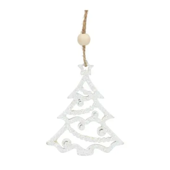 9 Pack 3" Glittery White Tree Ornaments {6}