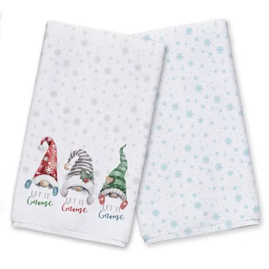 Let it Gnome Blue Snowflakes Tea Towels - Set of 2 {1}