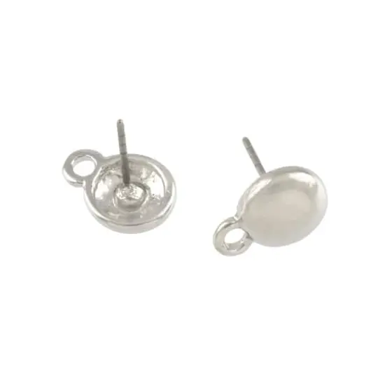 8mm Earring Posts, 14ct. by Bead Landing&trade; Rhodium {1}
