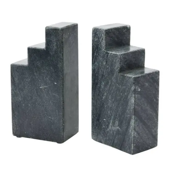 Hello Honey&reg; 6.5" Geometric Marble Bookend Set Black {9}