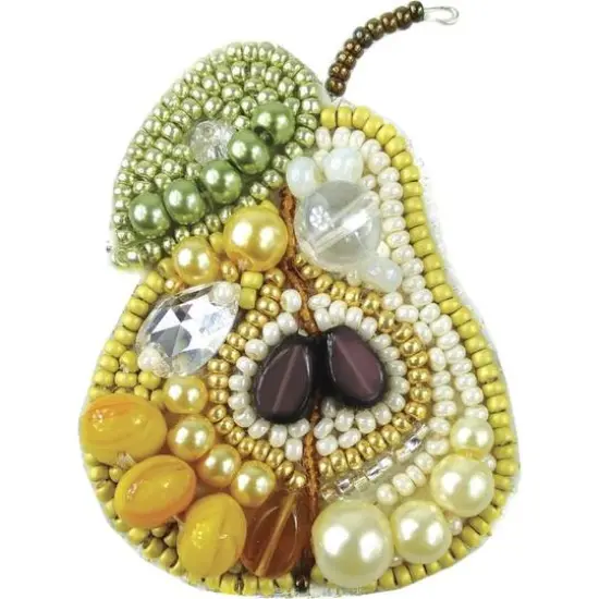 Crystal Art Beadwork Kit For Creating Brooch Pear {1}