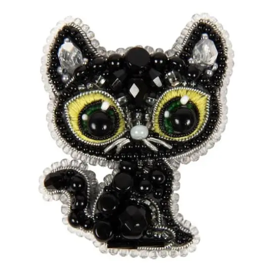 Crystal Art Beadwork Kit For Creating Broоch Black Cat {3}
