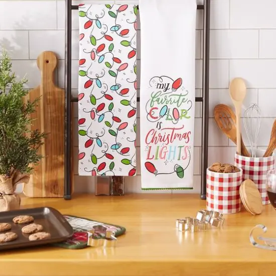 DII&reg; Christmas Lights Printed Dishtowel Set {6}