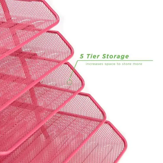 Mind Reader Desk Organizer with 5 Sliding Trays Pink {9}