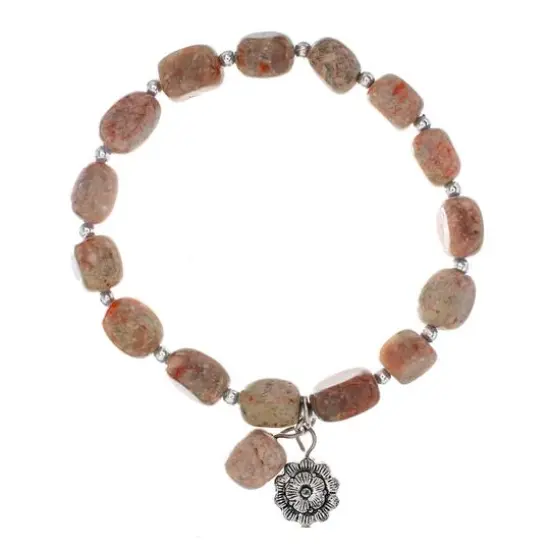 John Bead Jasper Creativity Natural Brown Unakite Gemstone Bracelet {5}