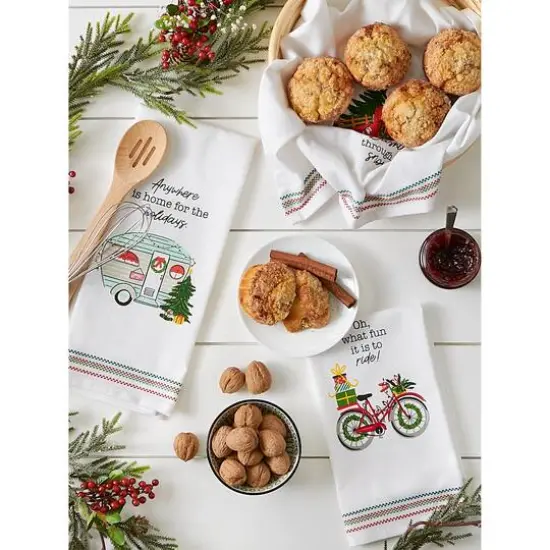 DII&reg; Holidays On Wheels Printed Dishtowel Set {7}