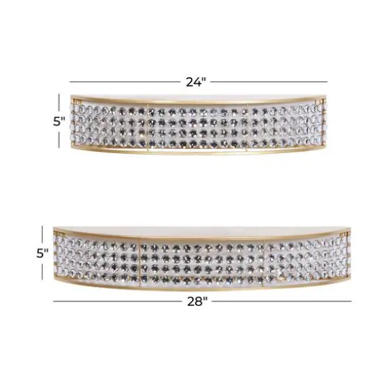 Set of 2 Gold Metal Contemporary Wall Shelves 28", 24" {8}