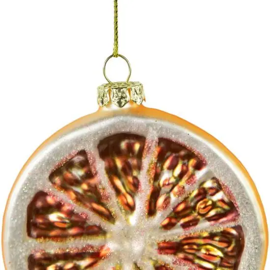 3.5" Glittered Orange Slice Glass Ornament {10}