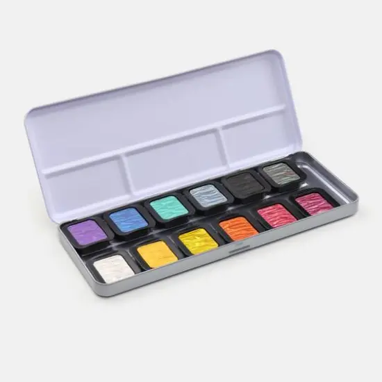 Finetec Pearlescent Rainbow Watercolor 12 Color Tin Set {3}