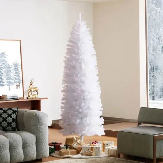 7.5ft. Unlit White Pencil Tinsel Artificial Christmas Tree {3}