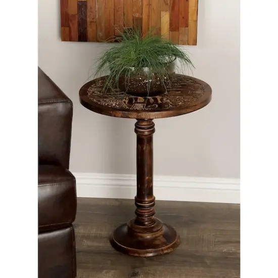 Brown Mango Wood Traditional Accent Table, 21" x 17" x 17" {8}