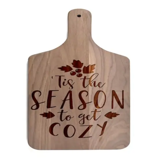 17" Tis the Season to Get Cozy Walnut Paddle Cutting Board {1}