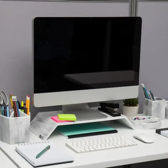 Mind Reader Marbella Collection White Monitor Stand {3}