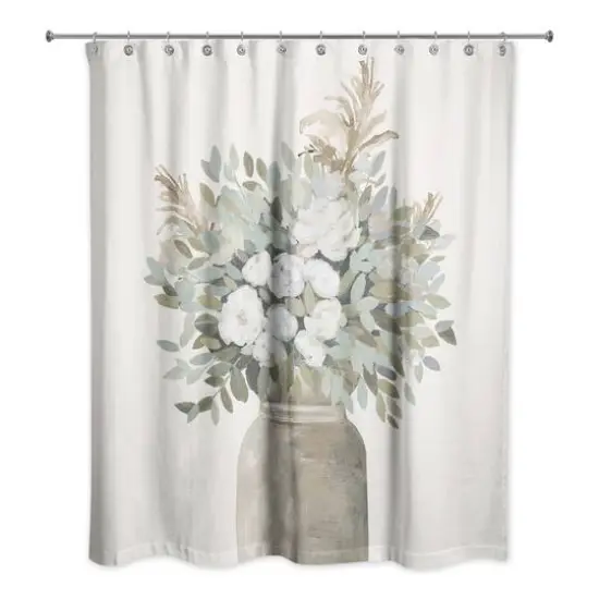 Modern Transitional Flowers 71" x 74" Shower Curtain {1}