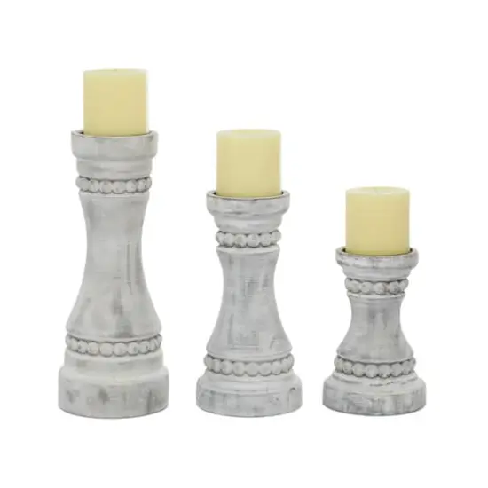 Gray Wood Farmhouse Candle Holder Set {1}