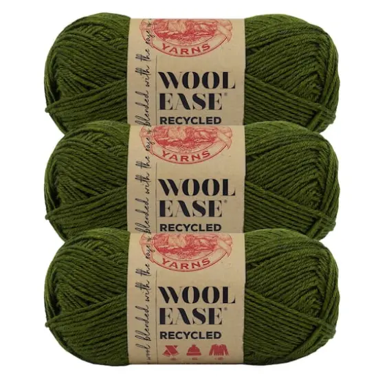 3 Pack Lion Brand&reg; Wool-Ease&reg; Recycled Solid Yarn Olive {1}