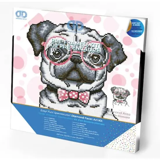 Diamond Dotz&reg; Intermediate Hug a Pug with Frame Diamond Painting Kit {4}