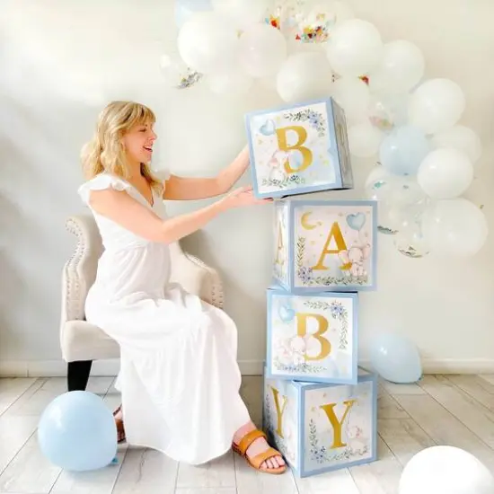 Kate Aspen&reg; Blue Elephant Baby Shower Block Box Set {1}