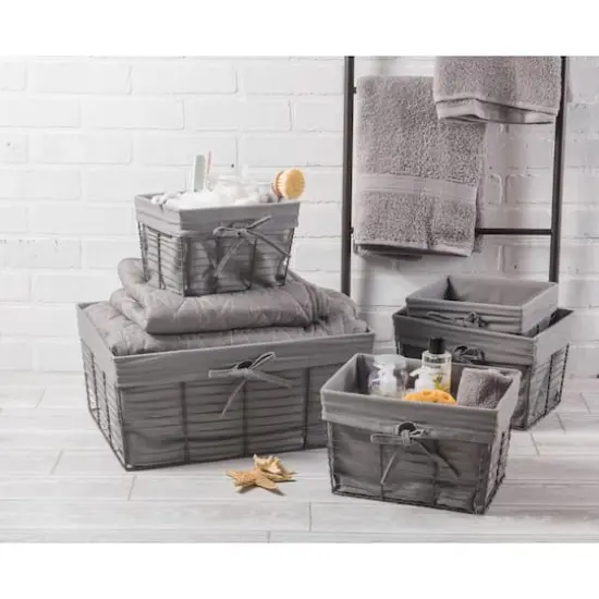 DII&reg; Medium Gray Lined Vintage Wire Basket, 2ct. {4}