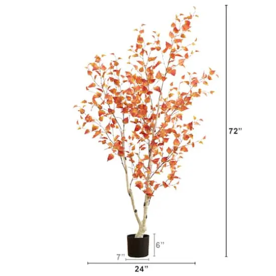 6ft. Autumn Birch Artificial Fall Tree {3}