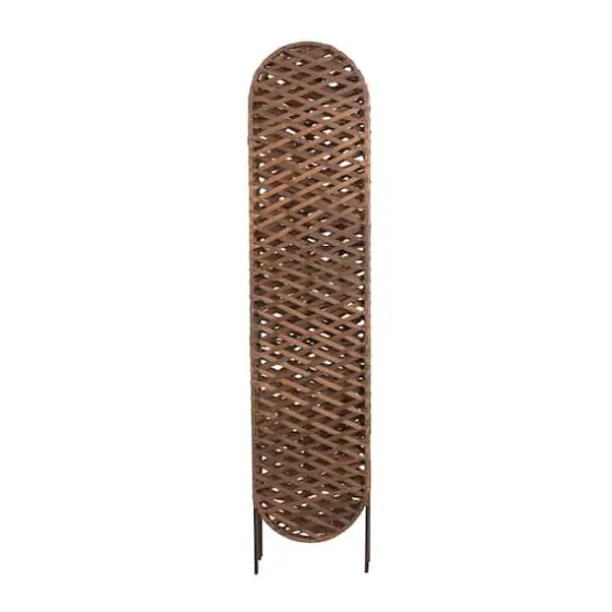 6ft. Copper Metal Geometric Handmade Foldable Freestanding Woven Room Divider Screen {4}