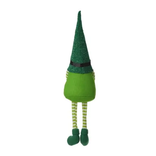 Glitzhome&reg; 28.25'' St. Patrick's Fabric Gnome Shelf Sitter with Dangling Legs {6}