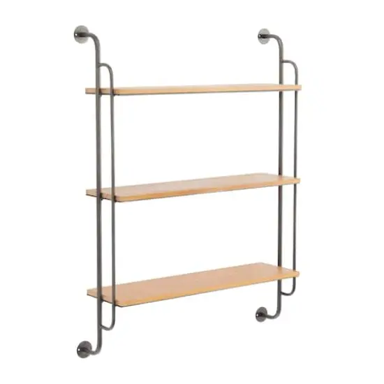 Brown Iron Industrial Wall Shelf, 33" x 25" x 7" {1}