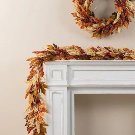 Glitzhome&reg; 72" Fall Multi-Colored Sorghum Garland {4}