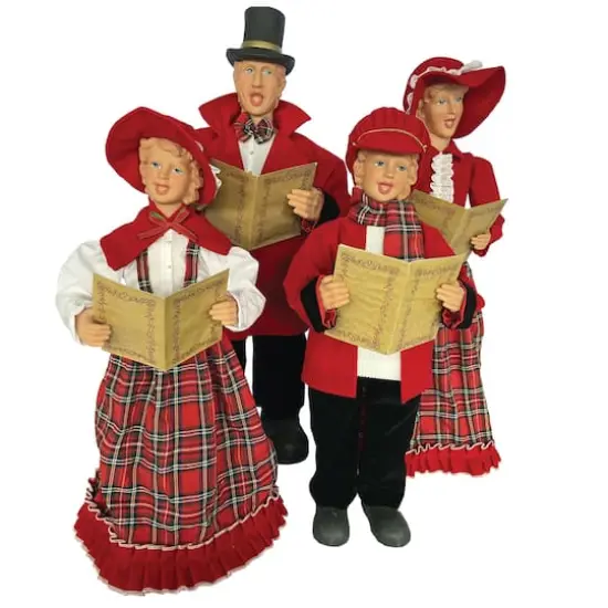 Santa's Workshop Red Plaid Carolers Set {1}