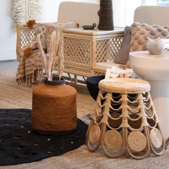 Hello Honey&reg; 15" Orange & Navy Hand-Woven Seagrass Basket {3}